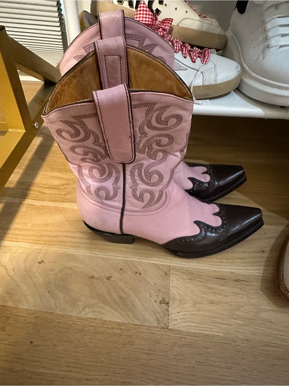 Old Gringo Pink and Brown Western Heeled Cowboy Boots
